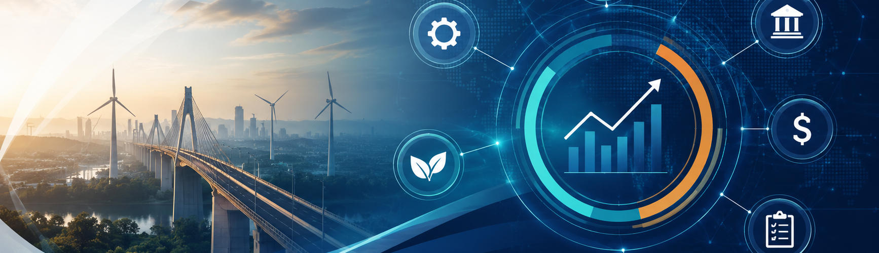 Asset Investment Planning software concept showing infrastructure assets, digital analytics, strategic capital planning, and investment optimization.